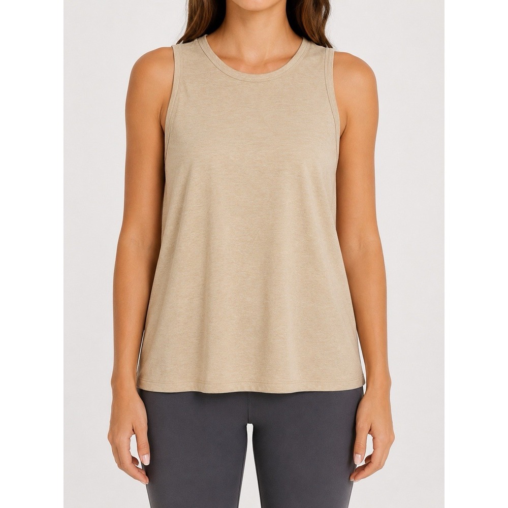 Fabletics Blake Twist Tank Womens M Beige Open Back Moisture Wicking Relaxed